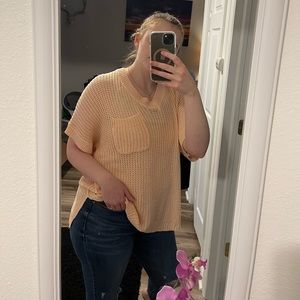 Light pink Macaron Knitted top with pocket (large)